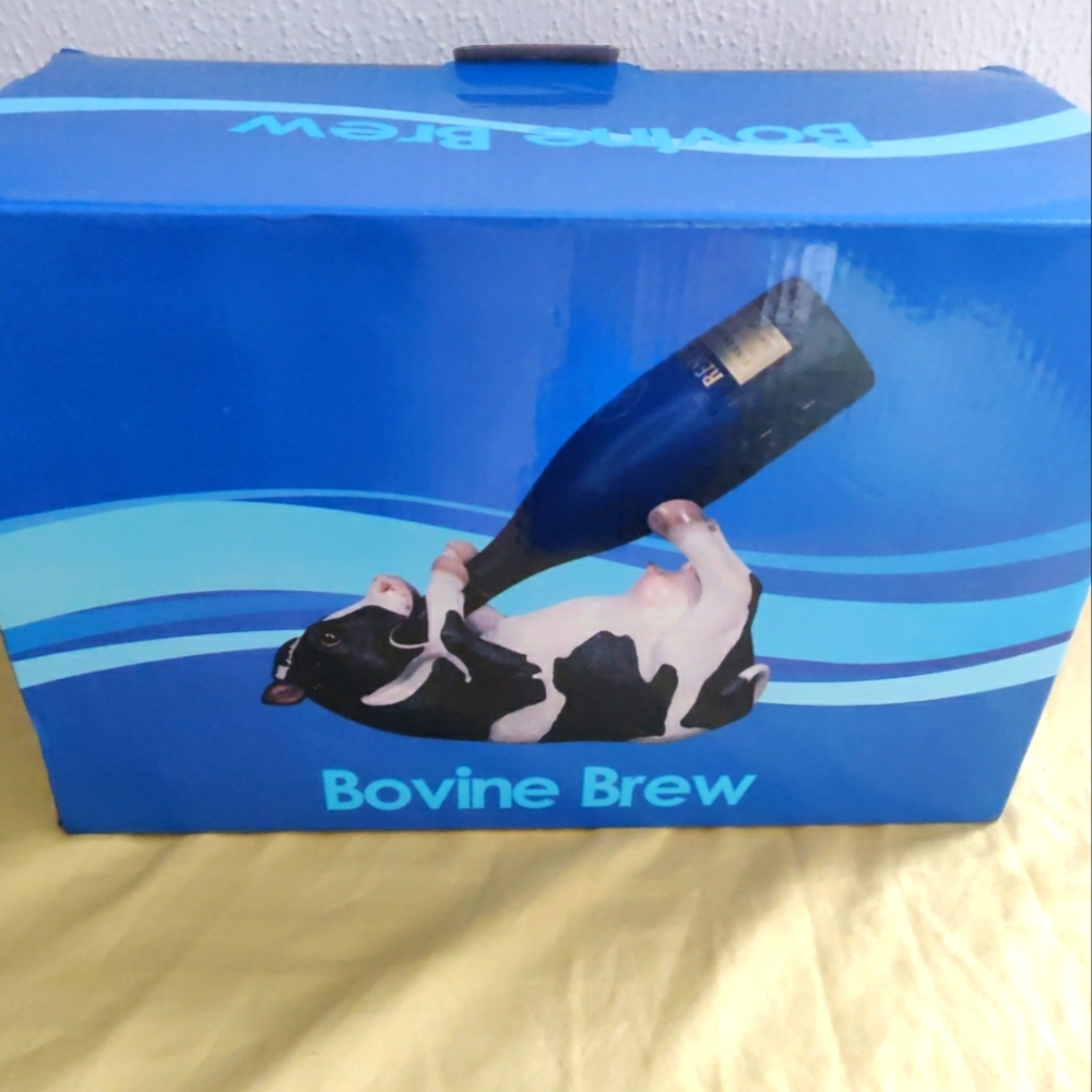 NWT and Box Brovine Brew Cow Wine Bottle Holder.
